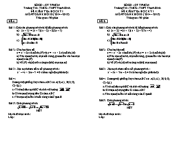 Đề kiểm tra học kỳ I môn Toán khối 10 (năm 2014  2015)